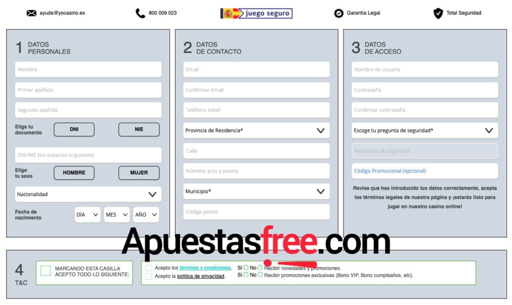 código promocional yocasino